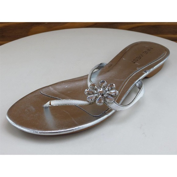 Nine West Shoes - Nine West Size 8 Sandal Flip Flop Silver Fabric Women‎ M Rainer